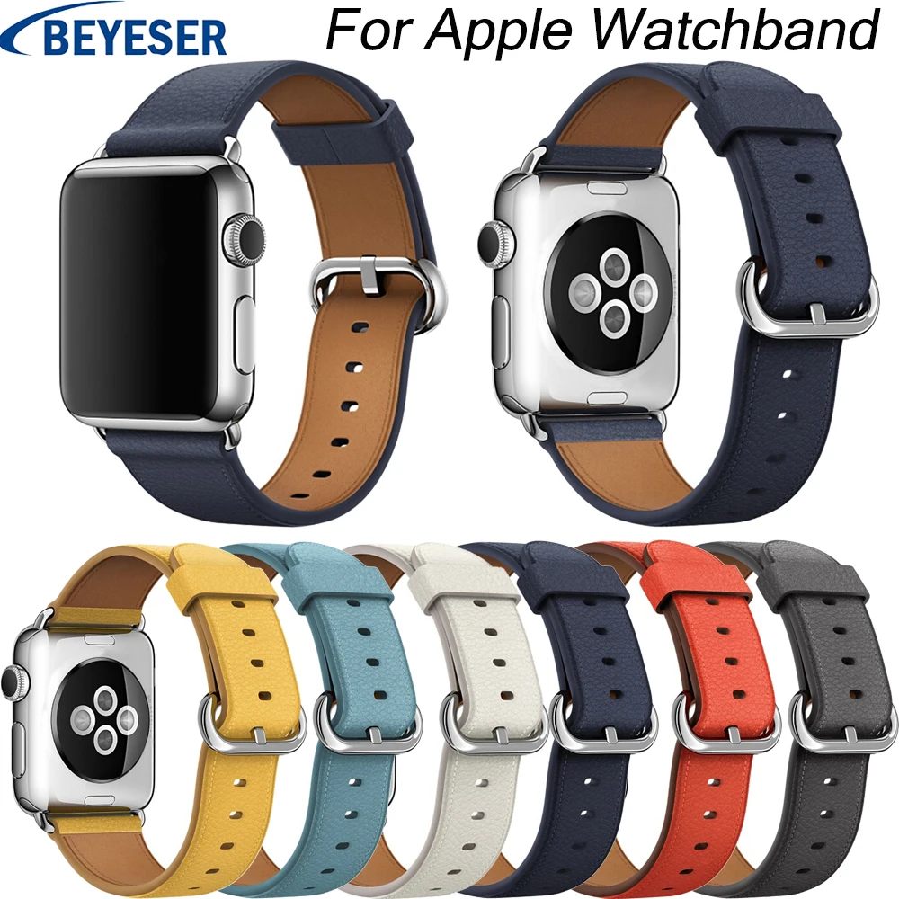 

Leather Watchband for Apple Watch Band Series 5 4 3 2 1 38mm 42mm smart Leather for iWatch Sports Strap 40mm 44mm Series 1&2&3