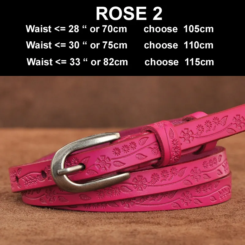 ROSE 2 Новые женские модные ремни из натуральной кожи, женский ремень без сверления, роскошное джинсовое платье, женские ремни высокого качества Ceinture Femme - Цвет: ROSE 2