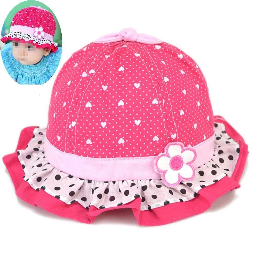 Sweet Baby Sun Hat For Infant Baby Girls With Dots Bowknot Style Kids