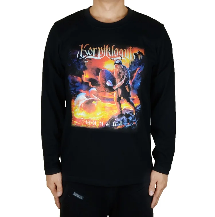9 дизайнов Finland Korpiklaani Rock camisetas Одежда Фитнес Hardrock фолк Металл полный длинный рукав футболка с иллюстрацией скейтборд