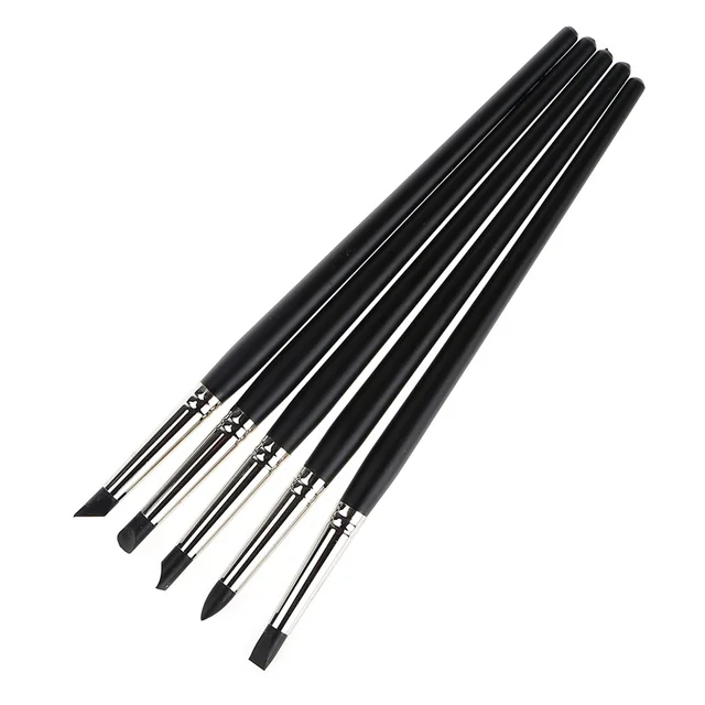 5pcs Silicone Rubber Tip Paint Brushes for Watercolor Oil Painting
