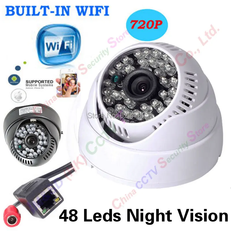  HD Wifi Camera 720P Securiy  Network indoor ONVIF CCTV Camera 2.8mm Lens  P2P Indoor 48 Leds Night Vision Wide Angle Camera 