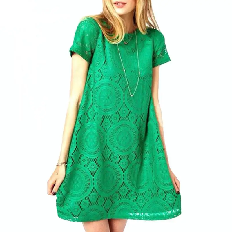 

Vestidos Femininos Woman Casual Dress 2018 Summer Short Sleeve O-Neck Plus Size Lace Dresses Vestido De Renda