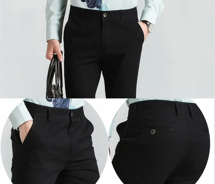 2018 весенние брюки модные высокое качество хлопок Для мужчин брюки прямого классического Бизнес Повседневное Для мужчин брюки GXK098