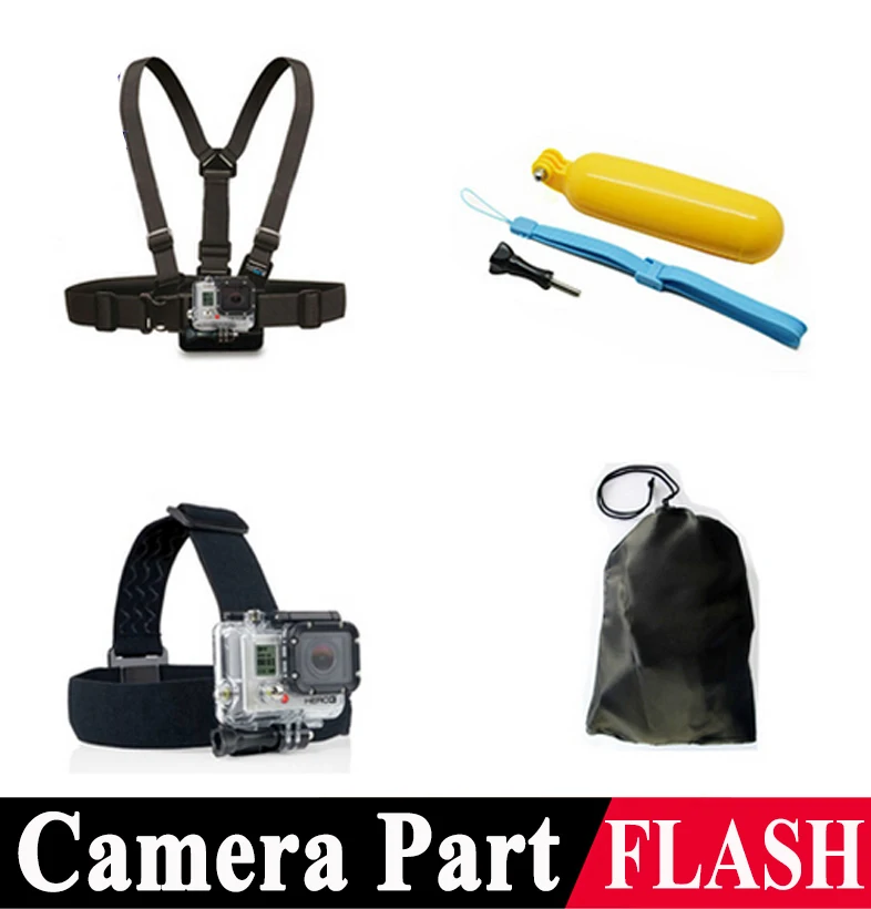 Gopro SJ4000 Accessories 4 in 1 Chest Strap + Head Strap+Floating Handle Grip +bag For GoPro Hero 2 3 3+ SJ5000 SJ6000 Camera |