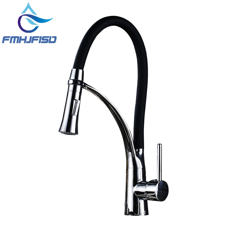 

Polished Chrome Kitchen Hot Cold Water Taps with Single Handle Single Hole Dual Functions Sprayer Water Faucet