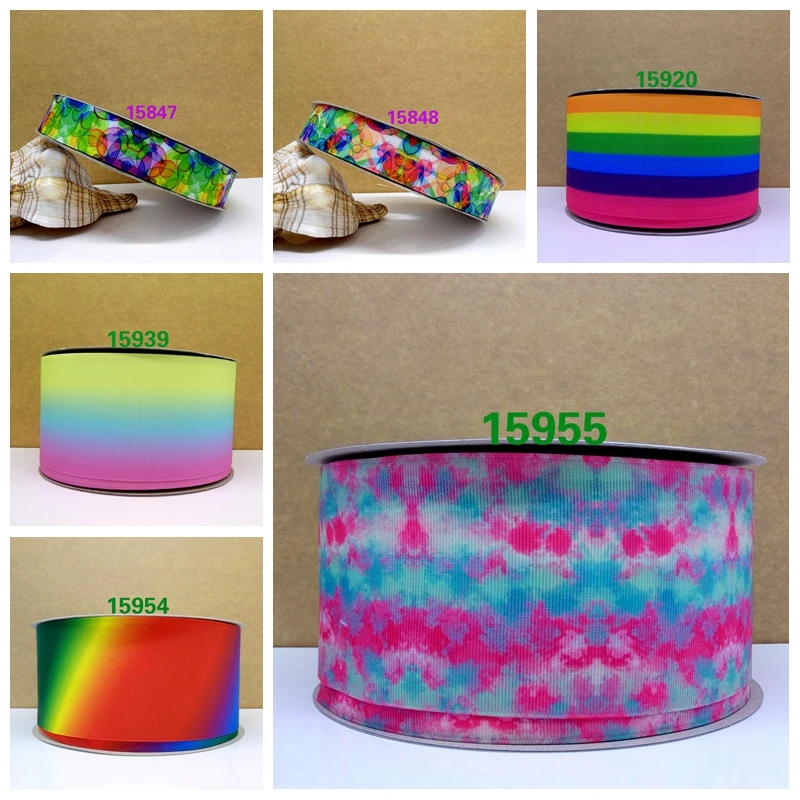 

Free shipping 50 yard Ombre ribbon printed grosgrain ribbon 15955