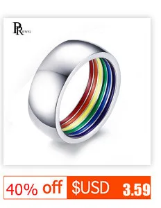 Мужское женское Радужное красочное кольцо из нержавеющей стали обручальное кольцо Ширина 6 мм Размер 7-14 подарки