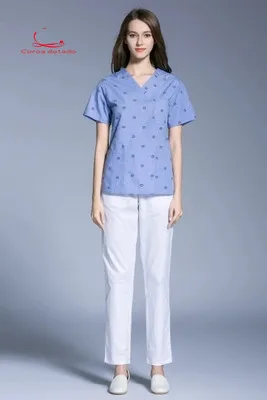 

Printed men's and women's wear V collar oral clinic plastic surgery hospital pure cotton wash clothes brush hand clothes