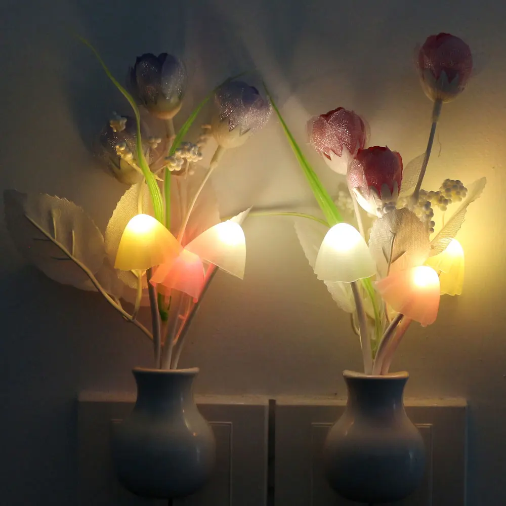 

LED Novelty Light Mushroom Tulip Flower Night Light EU/US Plug Sensor Night Lamp Home Decoration Romantic Bedroom Foyer 0