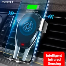 

ROCK Intelligent Infrared Sensor Car Wireless Charger Metal Phone Holder for iPhone XS XR Fast QI Wireless Charger For Samsung