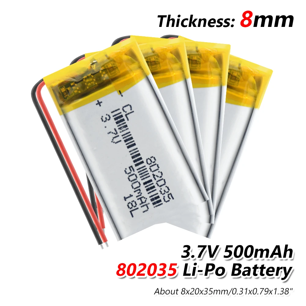 500mAh полимерный аккумулятор 3,7 V 802035 литий-ионный для MP3 MP4 MP5 gps KTV Бытовой усилитель аккумулятора аудио компьютерный микрофон