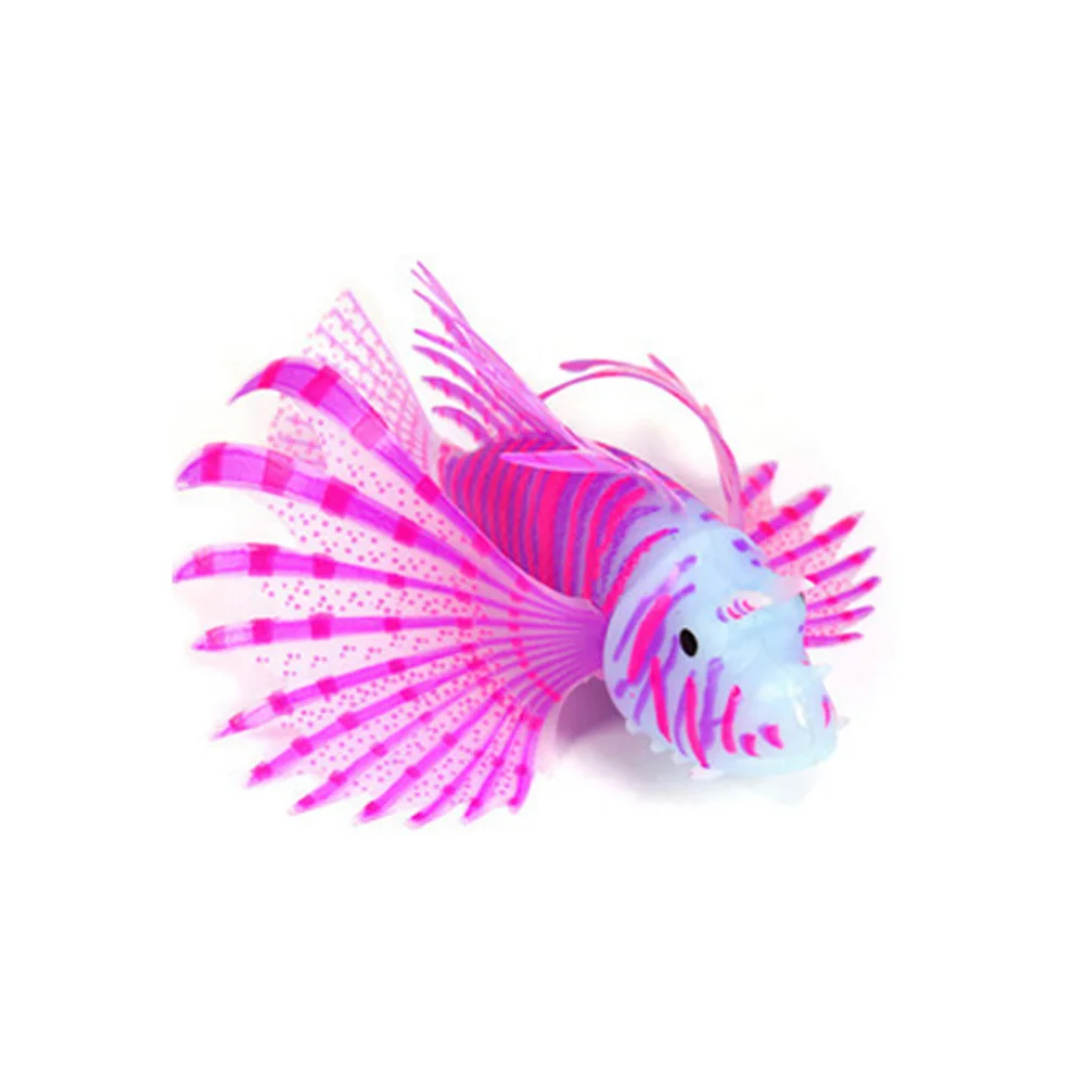 Аквариумный аквариум искусственное украшение в виде Рыбы Аквариум светящиеся львицы плавающий силиконовый мини Подводное украшение орнамент - Цвет: Фиолетовый