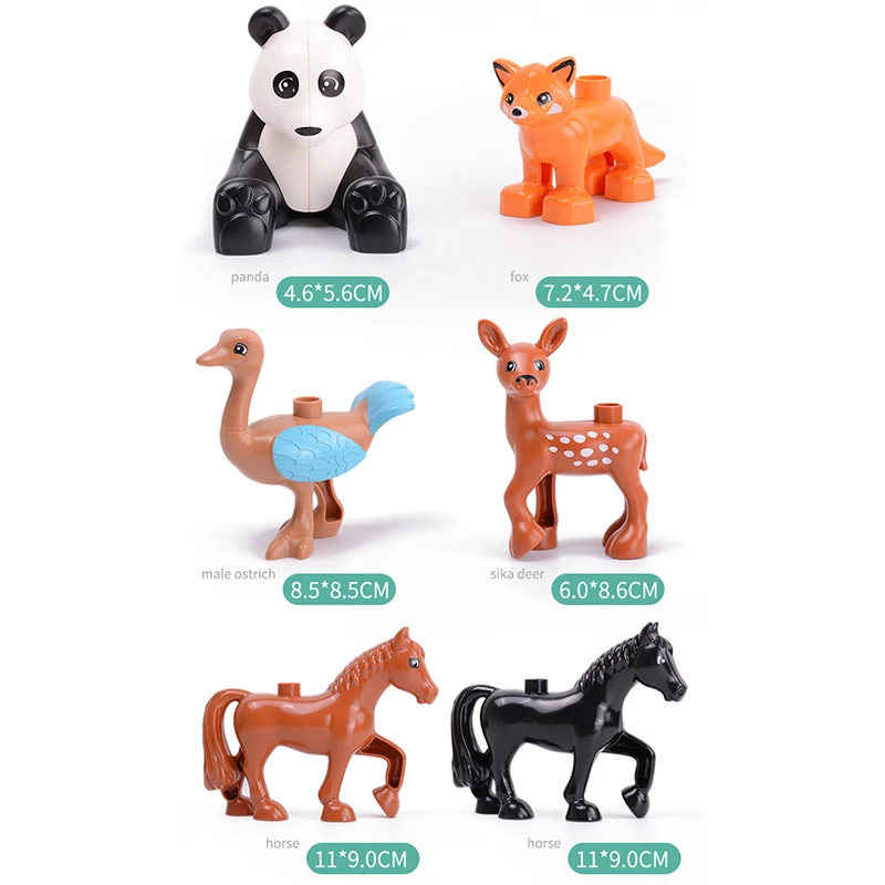 5Pcs-50pcs DIY Big Size Farm Dinosaur Animal Series Building Blocks Sets Bricks Compatible with Duploe Toys  for children  (12)