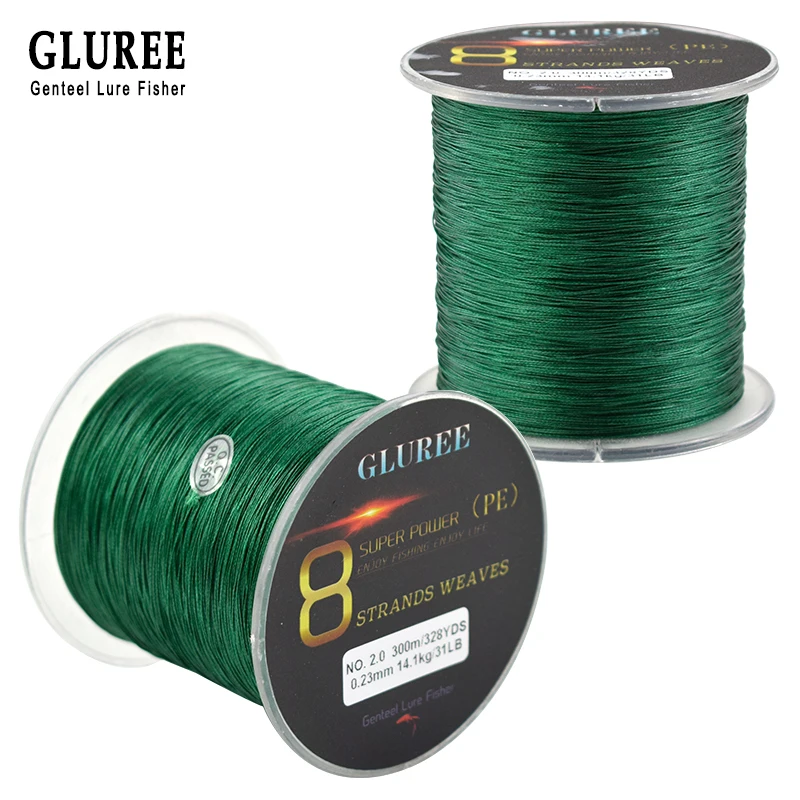 GLUREE 300 м/328 ярдов 8 стойки PE леска плетеная 100% многонитевая супер сильная