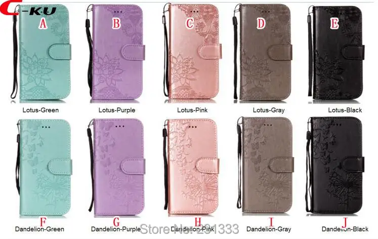 Кожаный чехол-кошелек C-ku Lotus Flower для Samsung Galaxy NOTE 9 8 S3 S4 S5 S6 EDGE S7 J510 J710 J310