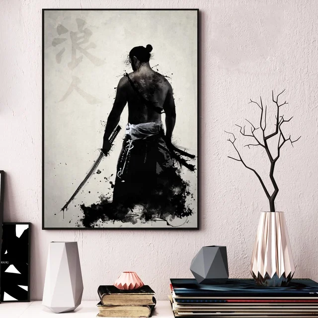 Постер и принты горячий бронированный Самурай японский аниме художественные картины художественная мода холст настенные картины для гостиной домашний декор - Цвет: Бургундия