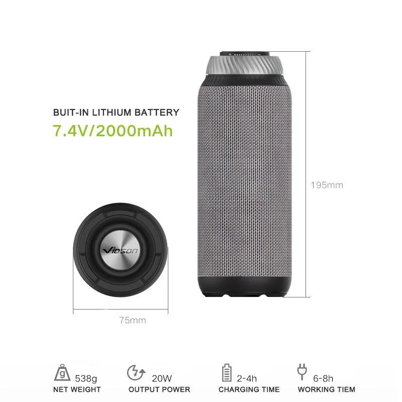 Портативная Bluetooth Колонка W king сабвуфер 20 Вт Беспроводная мини для телефонов с