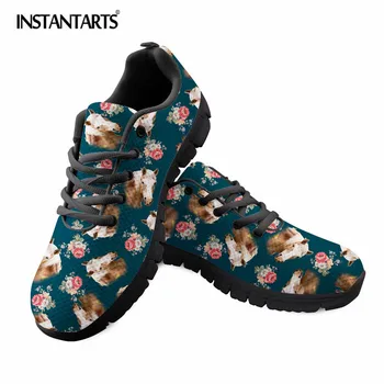 

INSTANTARTS Casual Animal Horse Flower Printed Women Sneakers Lightweight Lacing Flat Shoes Autumn Breathable Flats Girls Female