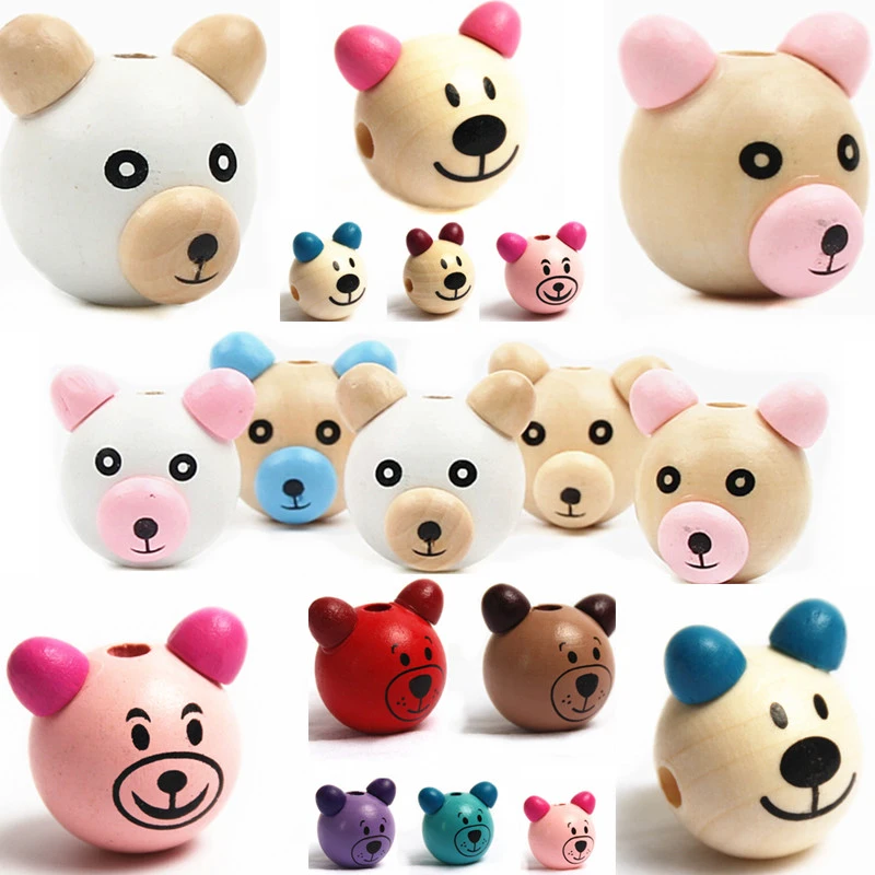 Cuentas de oso en 3D para niños, bolas de cara sonriente, cuentas de  madera, Clip de chupete y joyería, cuentas de dibujos animados de madera,  20 Uds.|beads ball|wooden beadsbear beads - AliExpress