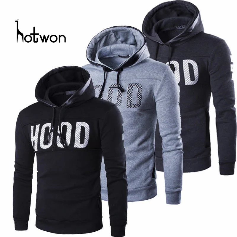 Hotwon новинка толстовки для мужчин 2017 мужская толстовка с длинным рукавом прошитая