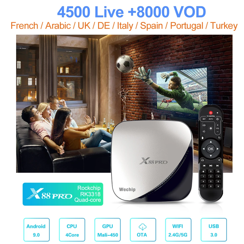 ТВ приставка X88 pro Android 9 0 4 + 64 ГБ Rockchip RK3318 Wi Fi 4K HD|ТВ-приставки и медиаплееры| |