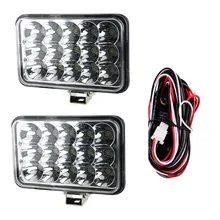 2 PCS super bright 45W LED Work Light of 15 lights Spot Driving Lamp Waterproof Fog Lights with Wiring Harness for Truck Car for 97 06 volkswagen golf 12v 4mk4 iv car front fog lamp grille with led daytime running lights wiring kit with wiring harness