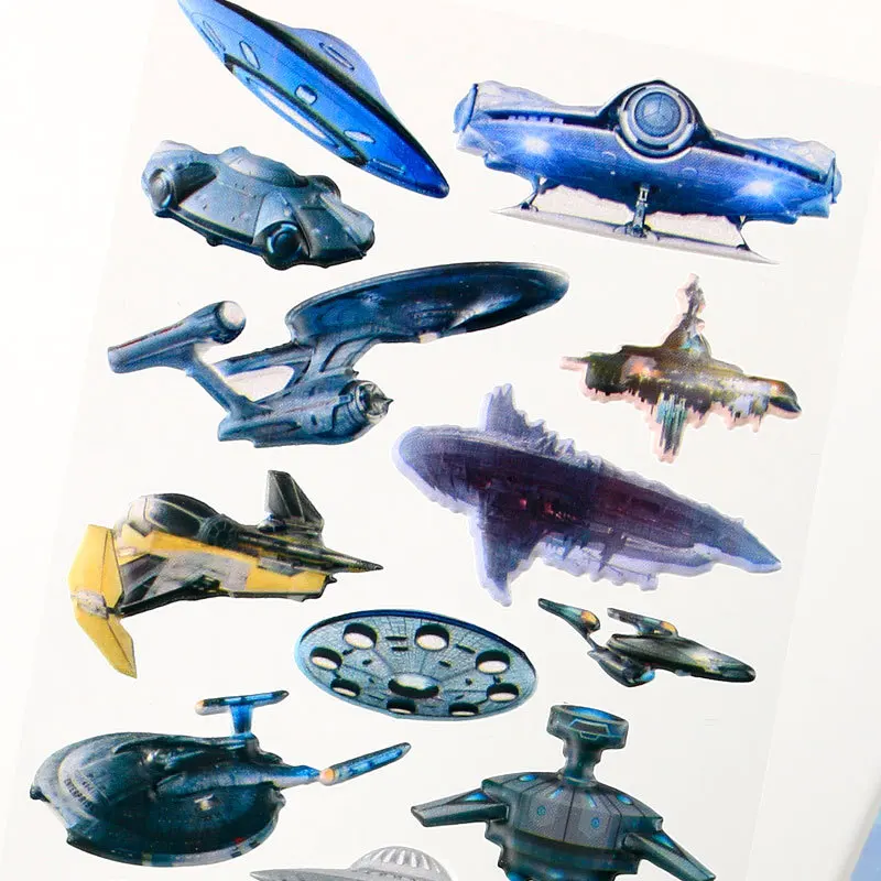 [NEW] 4 style space stickers 3D children's three-dimensional bubble stickers satellite rocket ship small stickers children gifts