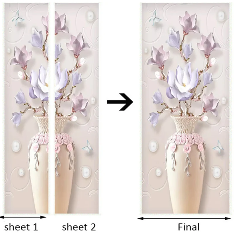 3D наклейка s Современная рельефная ваза цветы наклейка на дверь настенная бумага для гостиной столовой домашний Декор наклейки ПВХ водонепроницаемая паста