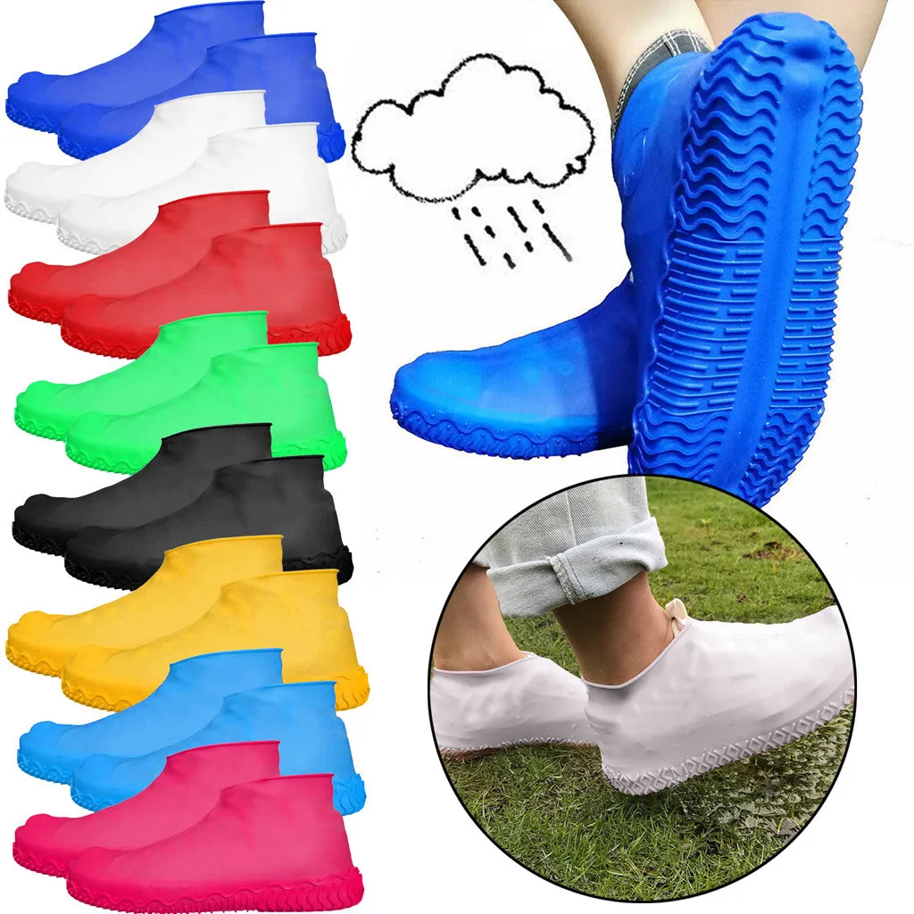 2x Silicone Overshoes Rain Waterproof Shoe Covers Boot Cover Protector Reusable 