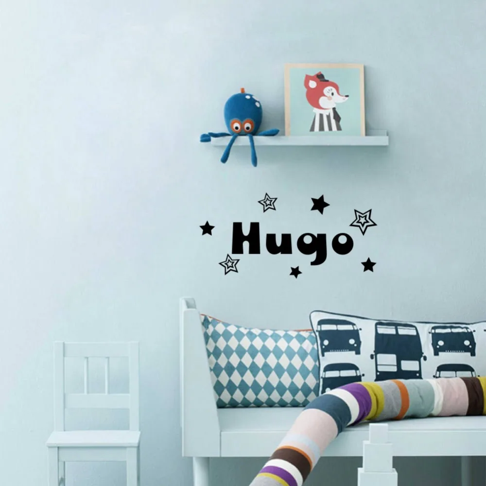 Индивидуальные любые Дети Имя Наклейка на стену персонализированные DIY звезды
