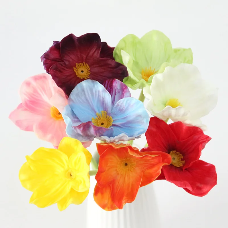 Flone High Quality Mini Artificial Poppies Branch Simulation Flowers Poppies Fake Flower For Wedding Home Office Party Decor Art (5)