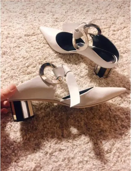 

Sapatos Feminino Strange Chunky Low Heels Sation Knot Women Pumps Slip On Pointed Toe Lace Up Ladies Shoes Leather Party Shoes