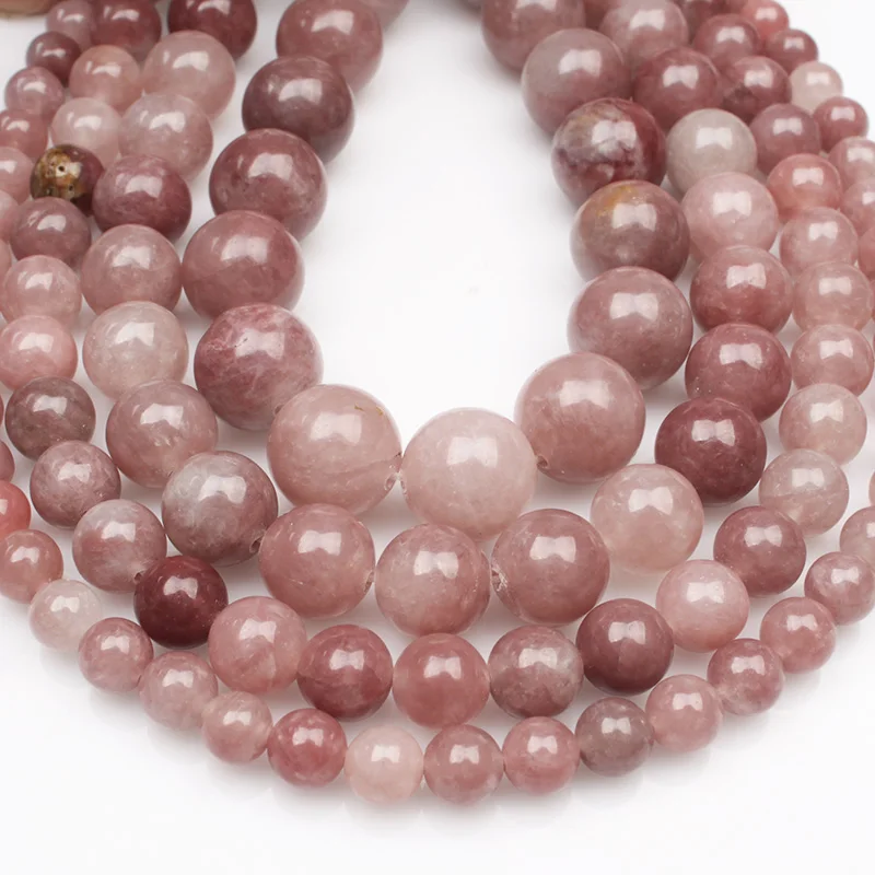 CAMDOE DANLEN натуральный камень Розовый лепидолит 6 8 10 12 мм круглые свободные бусины DIY ювелирные бусины для изготовления ювелирных изделий ожерелье