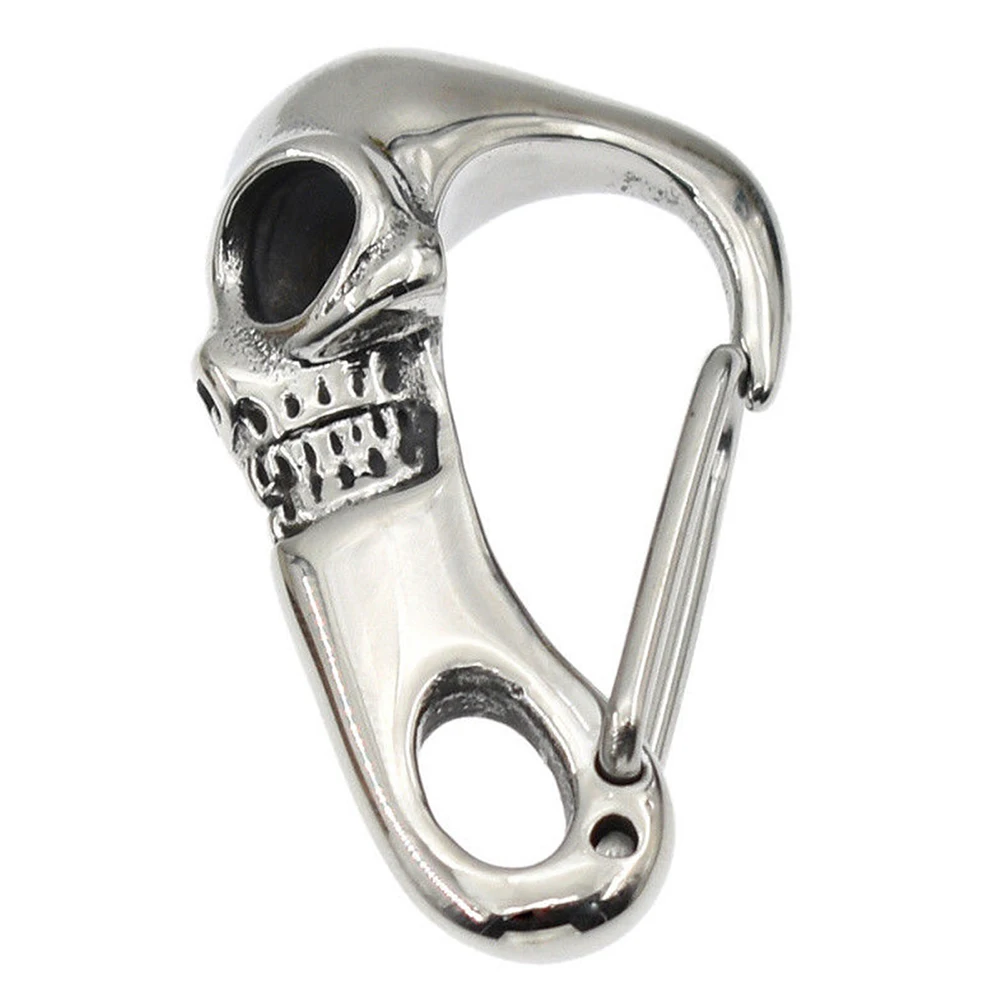 Skeleton Keychain Stainless Steel Shrimp Buckle font b Key b font Ring Skull Titanium Clasp Carabiner