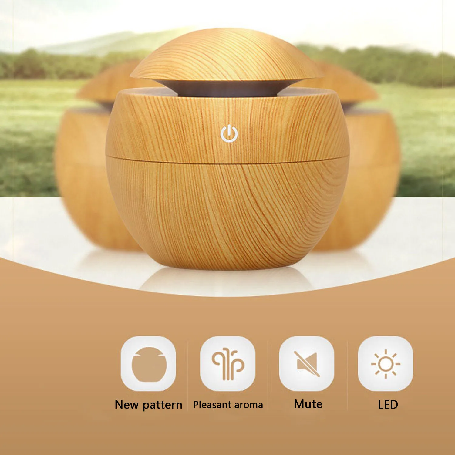 

Eletric Wood Grain Ultrasonic Essential Oil Diffuser Cool Moisture Aroma Humidifier Electric Air Freshener with 7 Color Changing