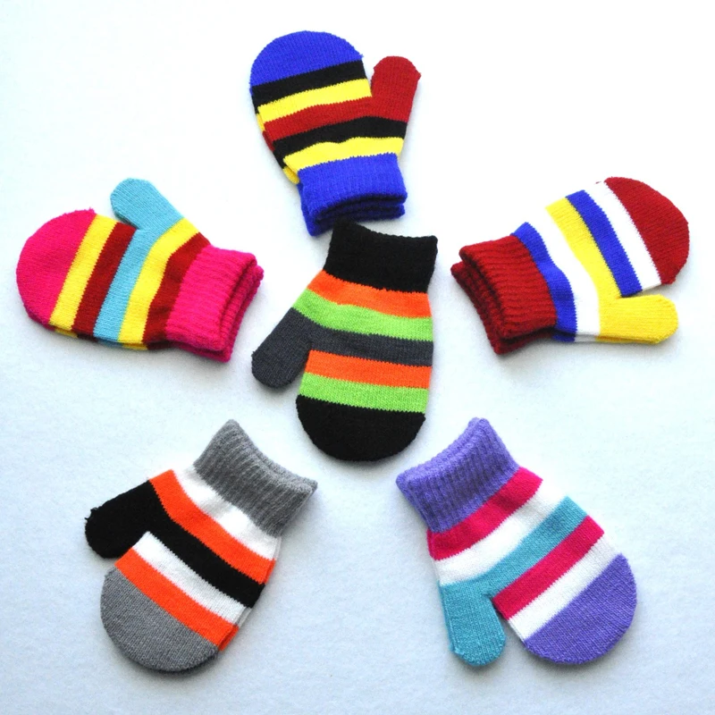 

1Pair Colorful Kids Warm Gloves Winter Sports Stretchy Knitted Glove For Infant Girls Boys Running Playing Travel Outdoor Skiing