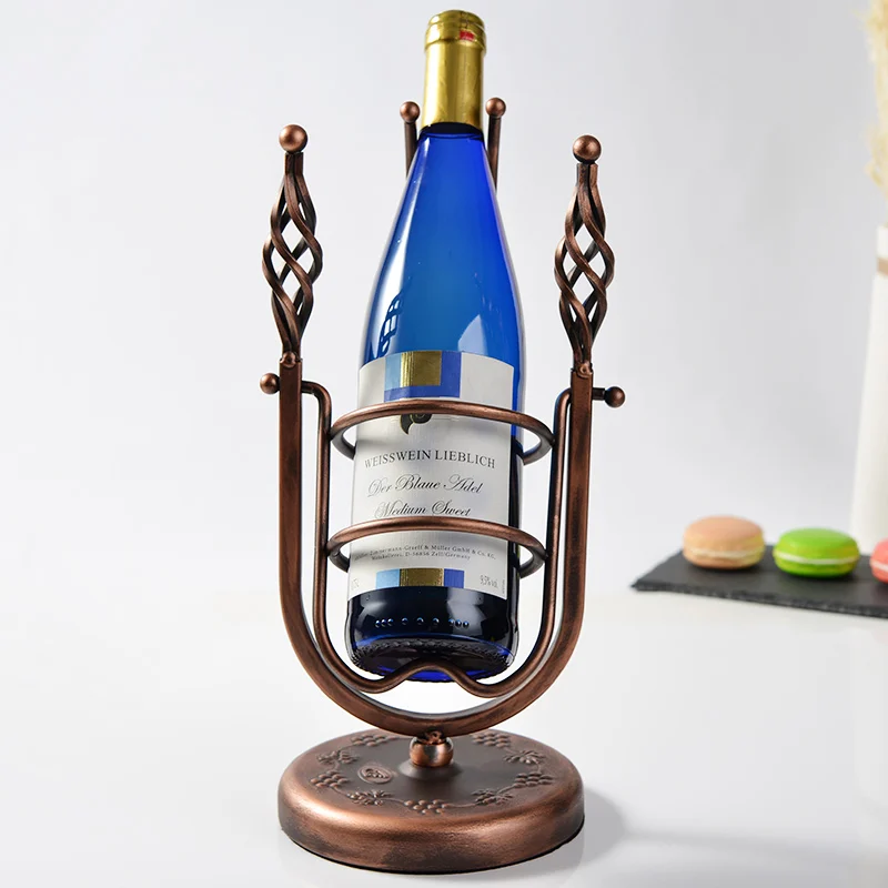 Antique Iron Art Hourglass Grape Wine Bottle Rack Decorative Metal