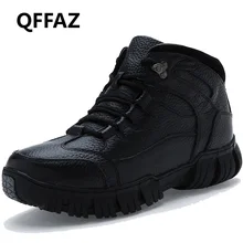 QFFAZ Super Warm Winter Men Boots Genuine Leather Boots Men Winter Shoes Men Military Fur Boots For Men Shoes botas masculina