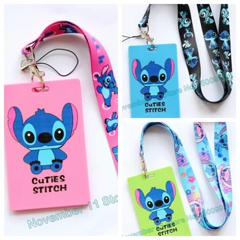 

New 1Pcs stitch cartoon Lanyard ID Badge Holder Key Neck Strap kids gifts QW-470