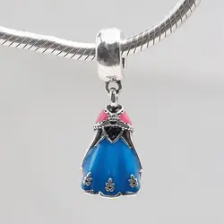 2019 Лидер продаж подходит браслет подвес Пандора DIY Для женщин Jewelry вечерние подарок 925 пробы Серебряный браслет розовое платье принцессы