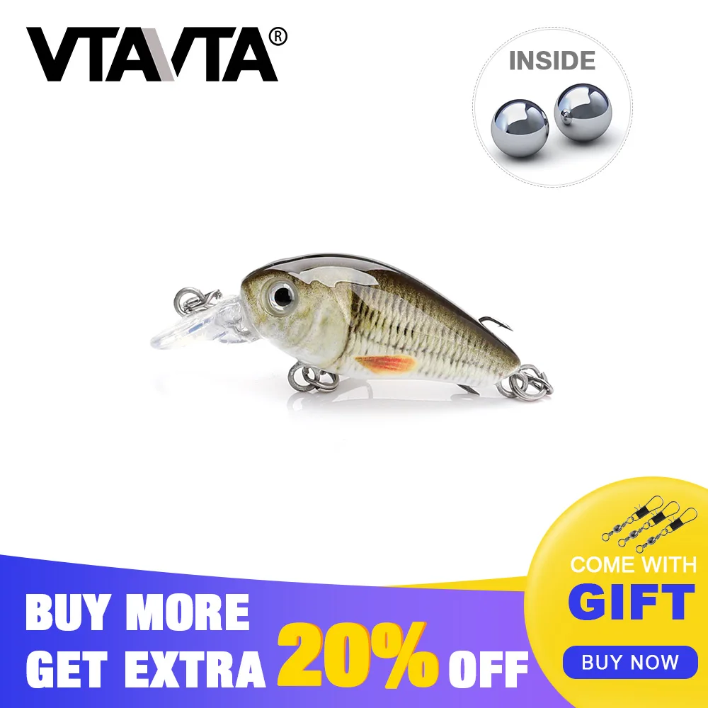 

VTAVTA 1pc Artificial Bait Pike Wobblers 35mm 4g Poppers Fishing Lures Hard Baits Mini Crankbait Topwater Lure Surface for Fish