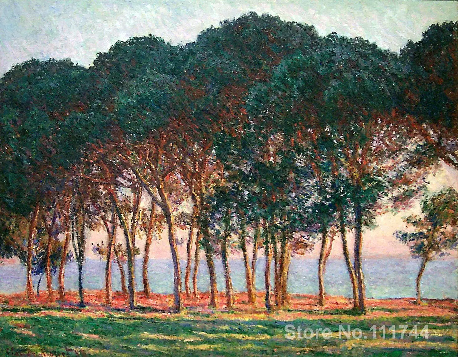 

Handmade Oil Painting Under The Pine Trees At The End Of The Day by Claude Monet Reproduction decorative art High quality