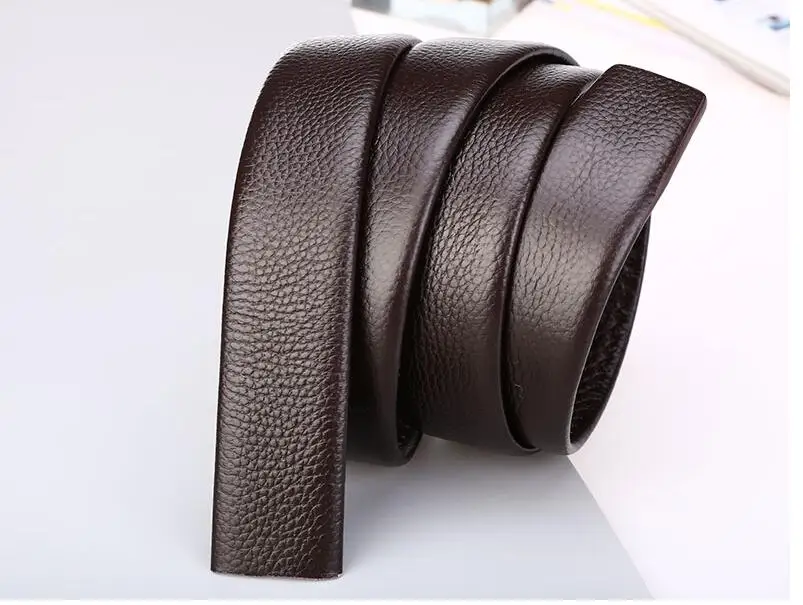 Men Belt Cowhide Genuine Leather Luxury Automatic Buckle Belts Brown Black