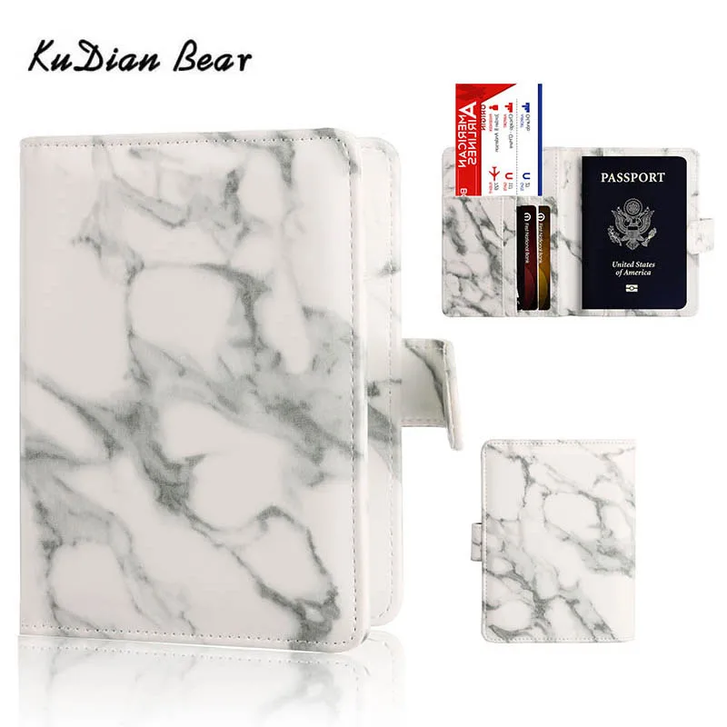 

KUDIAN BEAR Leather Passport Holder Travel ID Card Holder Fashion Credit Card Wallet Rfid Card Protection Tarjetero BIH084 PM49