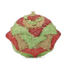 В форме цветка красный и зеленый кристалл алмаза клатч вечерние клатчи женские сумки-клатчи(8746A-GR