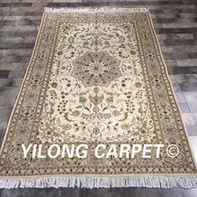 Yilong 4'x6' персидский дизайн яркий цветок ручной работы ковер роскошный домашний классический отель ковёр из шелка и шерсти(WY2097S4x6