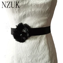 S173 Free shipping Pure handmade Fabric Flower Accessory wedding sashes bridal sash Women belt Bride Sash