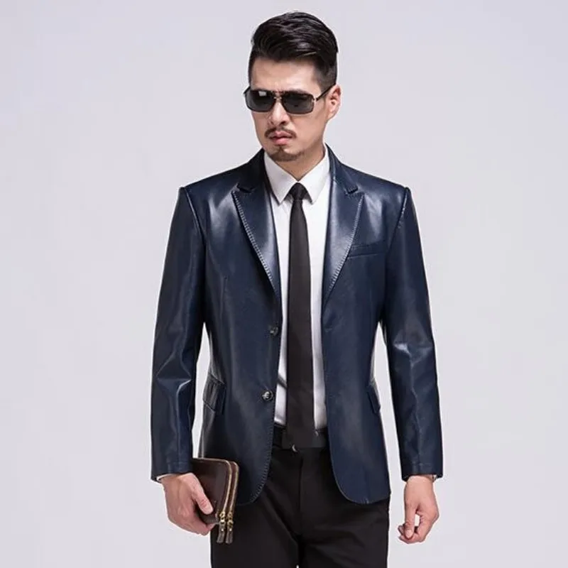 Autumn Fashion Real leather SLim Fit Business Coats Sheep SKin Leather Casual Blazers Outwear Male Button Long Sleeved Coats Autumn Fashion Real leather SLim Fit Business Coats Sheep SKin Leather Casual Blazers Outwear Male Button Long Sleeved Coats