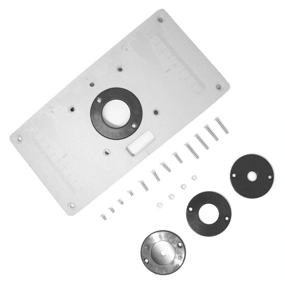 

Newly Aluminum Router Table Insert Plate with Rings and Screws for Woodworking Benches XSD88